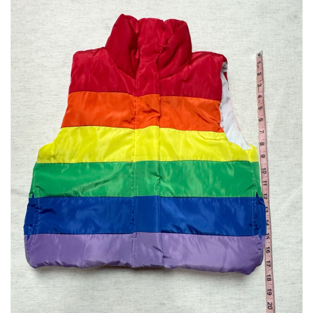 Mud Kingdom Kids Unisex Rainbow Puffer Vest Full Zip Size 130 Colorful Fun Fall - Picture 3 of 7